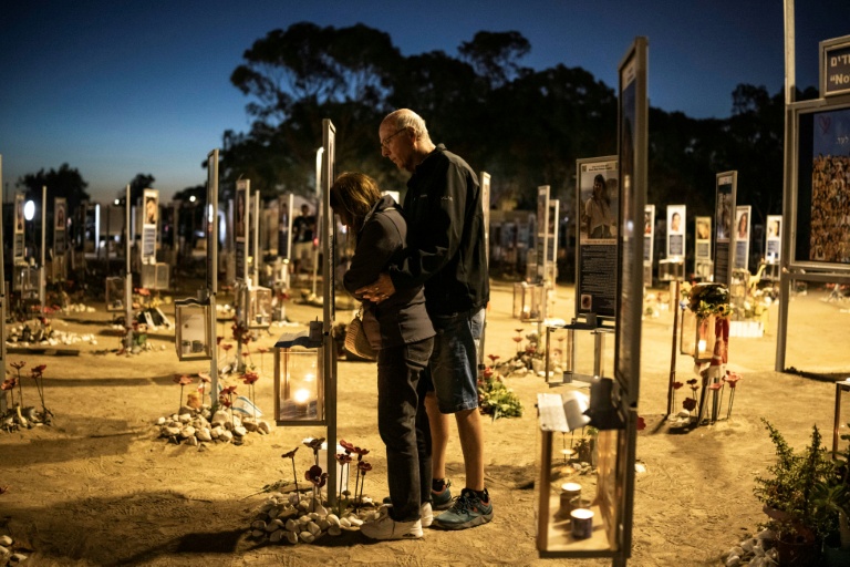 Mourners gather at the site of the Nova music festival in Re'im, southern Israel to mark the third anniversary of Hamas's attack on Oct 7, 2023. (Photo: AFP)