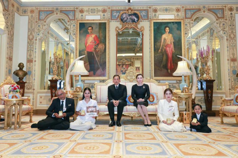 National pride: Their Majesties the King and Queen grant an audience to Rattikarn ‘Preaw’ Amloy, known as ‘Nene Royal’, winner of ‘America’s Got Talent’ 2026, and her family at the Ambara Villa in Dusit Palace, Bangkok, on Friday. Bureau of the Royal Household