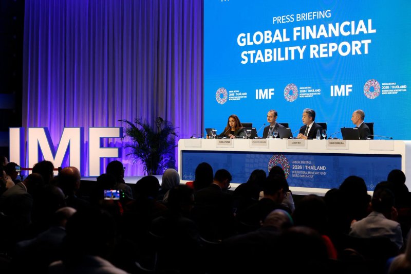 Athanasios Vamvakidis, deputy director of the International Monetary Fund (IMF)’s Monetary and Capital Markets Department, second from left, is among key speakers at session titled "Global Financial Stability" during the 2026 IMF-World Bank Annual Meetings on Tuesday. (Photo: International Monetary Fund)