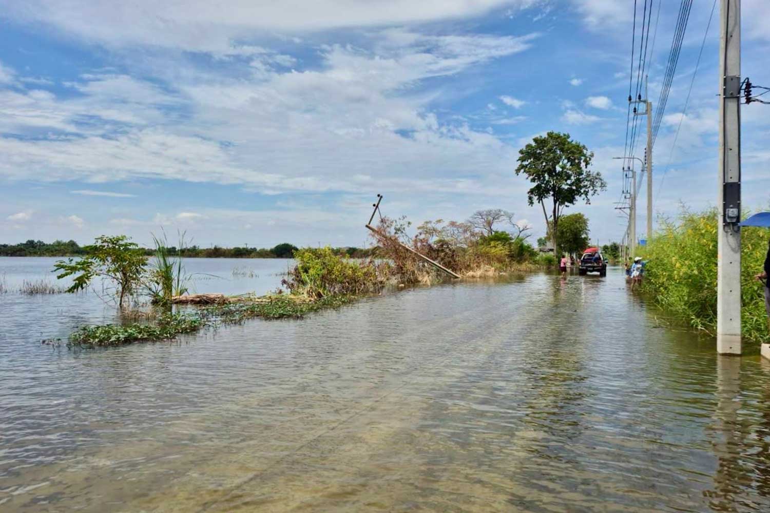 A flooded road in Klong Sam Wa district of Bangkok on Tuesday. Photo: Klong Sam Wa district office