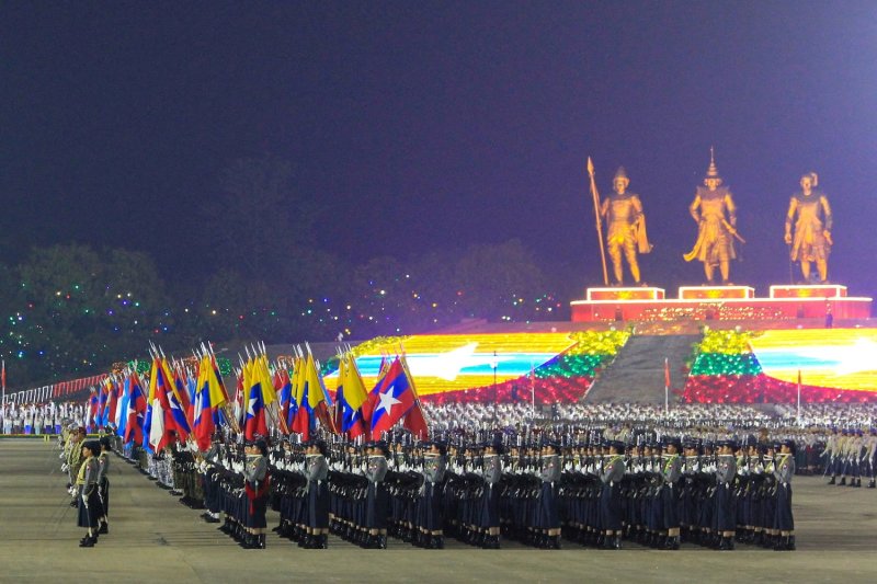 Myanmar military personnel participate in a parade commemorating the 81st Armed Forces Day in Nay Pyi Taw on March 27, 2026. (Photo: Reuters)