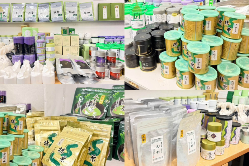 Some of the 972 packages of undeclared matcha green tea powder from Japan, worth more than 500,000 baht, that were seized at Chiang Mai International Airport on Monday. (Photo: Customs Department)