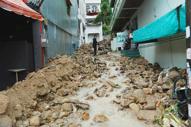 Mud and rocks were left after a run-off in Phuket earlier this month. Achadthaya Chuenniran
