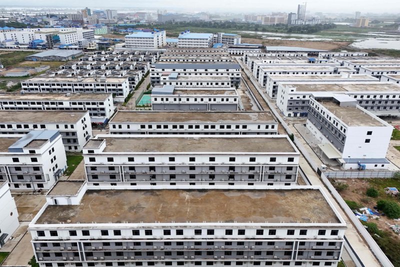 An aerial view shows a closed online scam compound belonging to Jin Zi Hui Property Management in Kandal province of Cambodia on Sept 22, 2026. Cambodia has made a number of high-profile crackdowns on the scam industry in response to increasing international pressure. (Photo: AFP)
