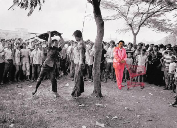 Manit's Horror In Pink #1, 2001. (original photograph by Neal Ulevich/AP) Photo courtesy of Manit Sriwanichpoom