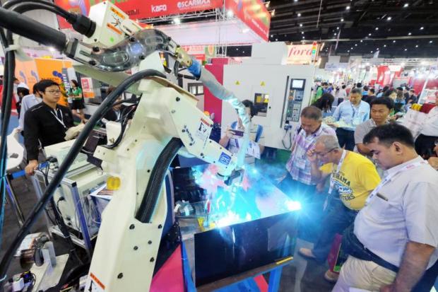 Automated machinery on display at a trade fair in Bangkok. The government wants to develop robotics as part of its Thailand 4.0 policy.