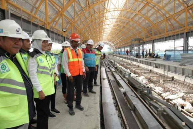 PT INKA civil engineers visit a railway construction site in Indonesia.