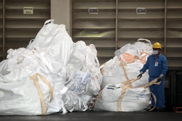 Plastic rubbish imported from other countries is intercepted at Laem Chabang Port on Wednesday.