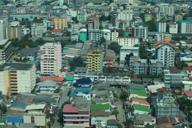 An aerial view of a residential area by Ratchadaphisek Road. SOMCHAI POOMLARD