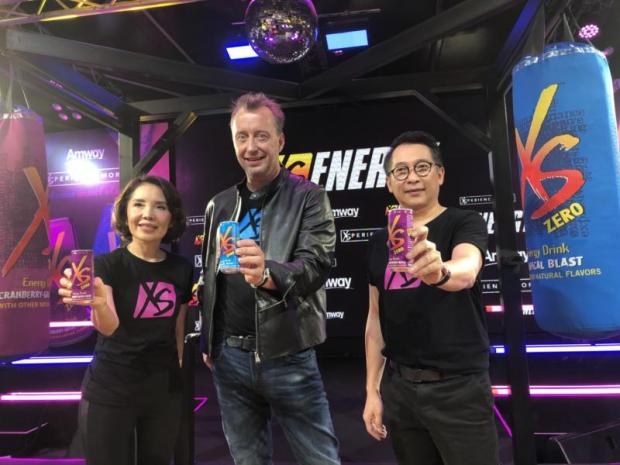 From left Ms Ratana, Mr Coon and Mr Kittiwat at the launch of XS Zero energy drinks.