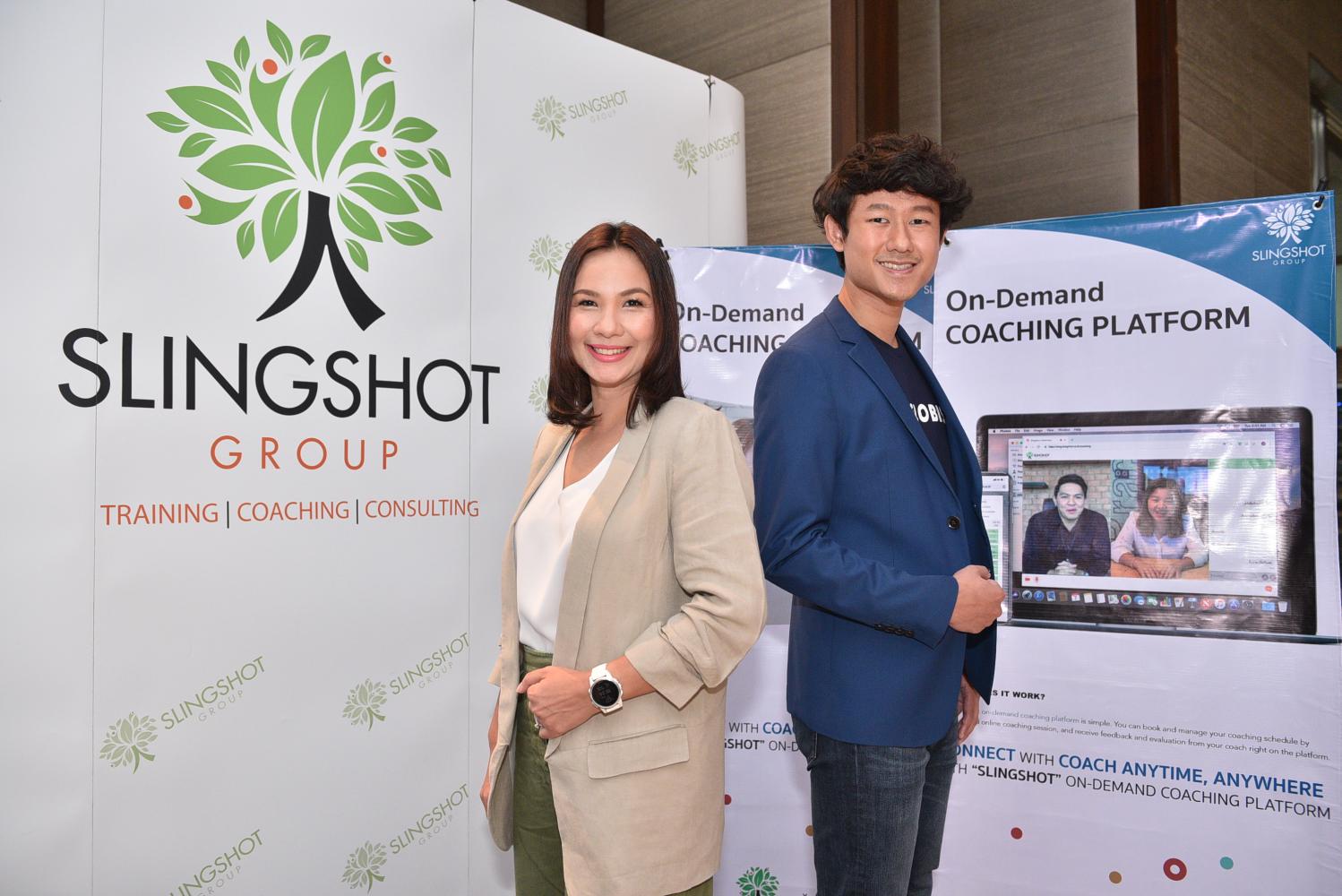 Ms Sutisophan (left) and Mr Takarn at the launch of OMG e-coaching on-demand platform. Ms Sutisophan (left) and Mr Takarn at the launch of OMG e-coaching on-demand platform.