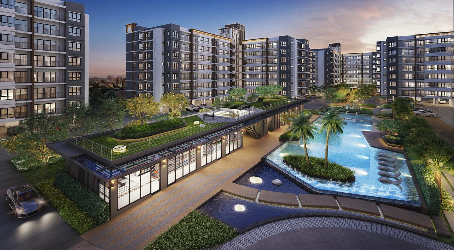 An artist's rendition of Supalai City Resort Sukhumvit 107, a low-rise condo project with 1,026 units. An artist's rendition of Supalai City Resort Sukhumvit 107, a low-rise condo project with 1,026 units.