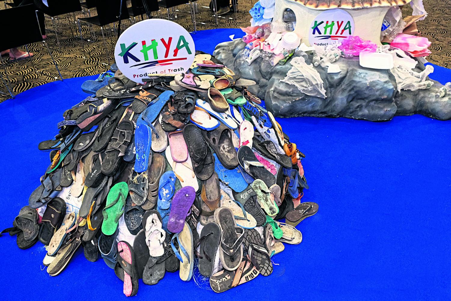 Discarded sandals upcycled to make Khya flip-flops. photos courtesy of 4D Communications