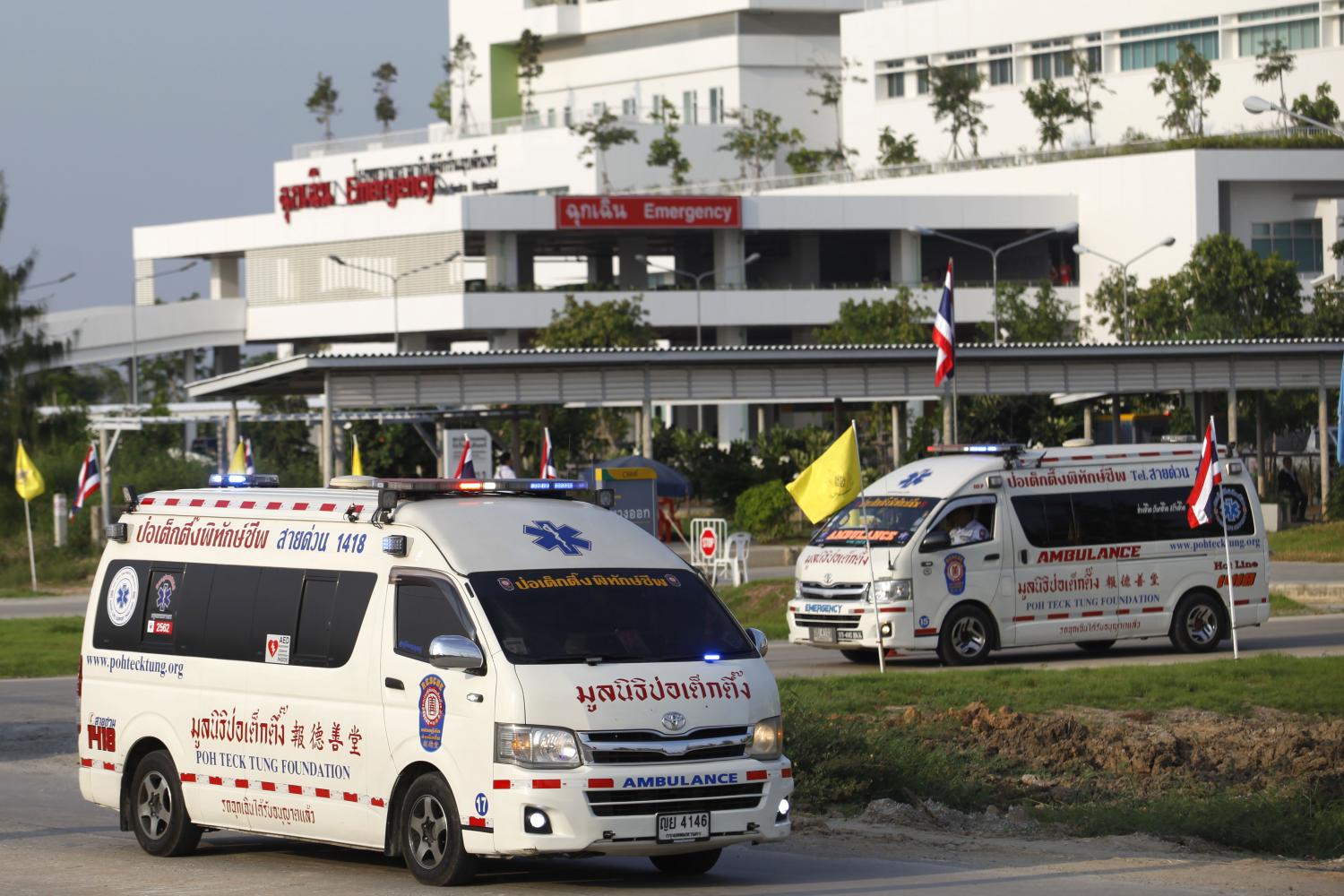 Vans carry the 13 victims killed in a pickup truck accident from Chakri Naruebodindra Medical Institute for funeral rites. Wichan Charoenkiatpakul Vans carry the 13 victims killed in a pickup truck accident from Chakri Naruebodindra Medical Institute for funeral rites. Wichan Charoenkiatpakul