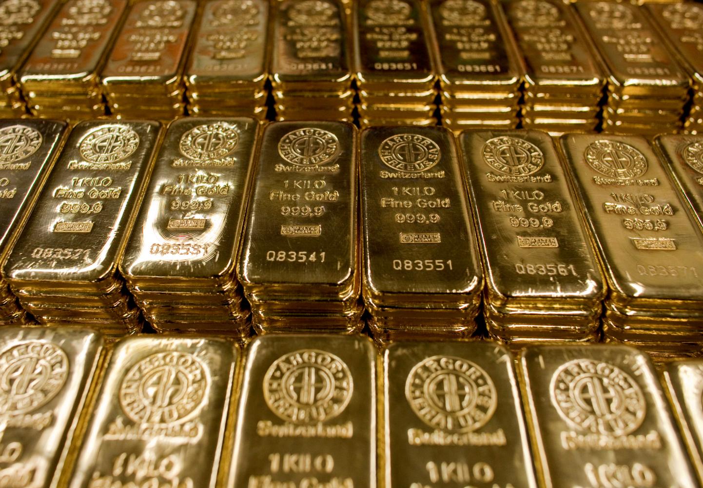 Stacks of gold bars at the Argor-Heraeus plant in Mendrisio, Switzerland.