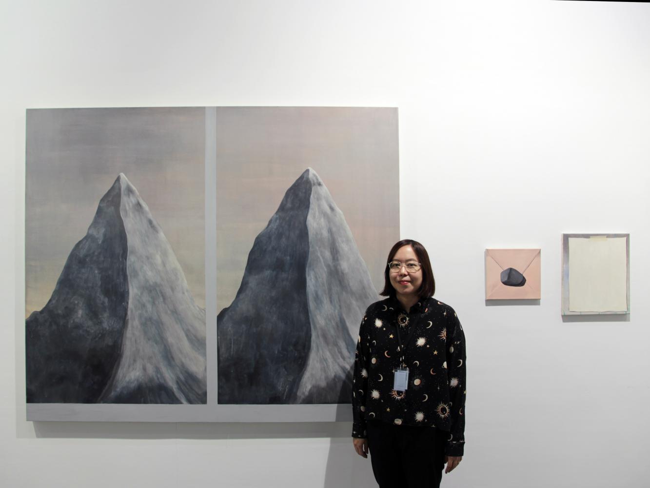 Prae Pupityastaporn with her piece titled Twin Peaks. Nova Contemporary