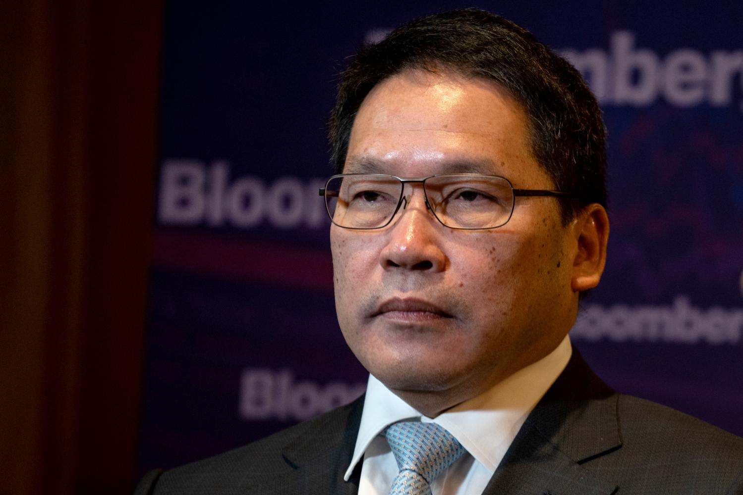 Uttama Savanayana, Thailand's finance minister, listens during a Bloomberg Television interview in Bangkok, Thailand, on Wednesday, Aug. 28, 2019. Thailand's government is ready to take further action to support an economy growing at its slowest pace in nearly five years, and sees room for further interest-rate cuts, the finance minister said. Photographer: Nicolas Axelrod/Bloomberg