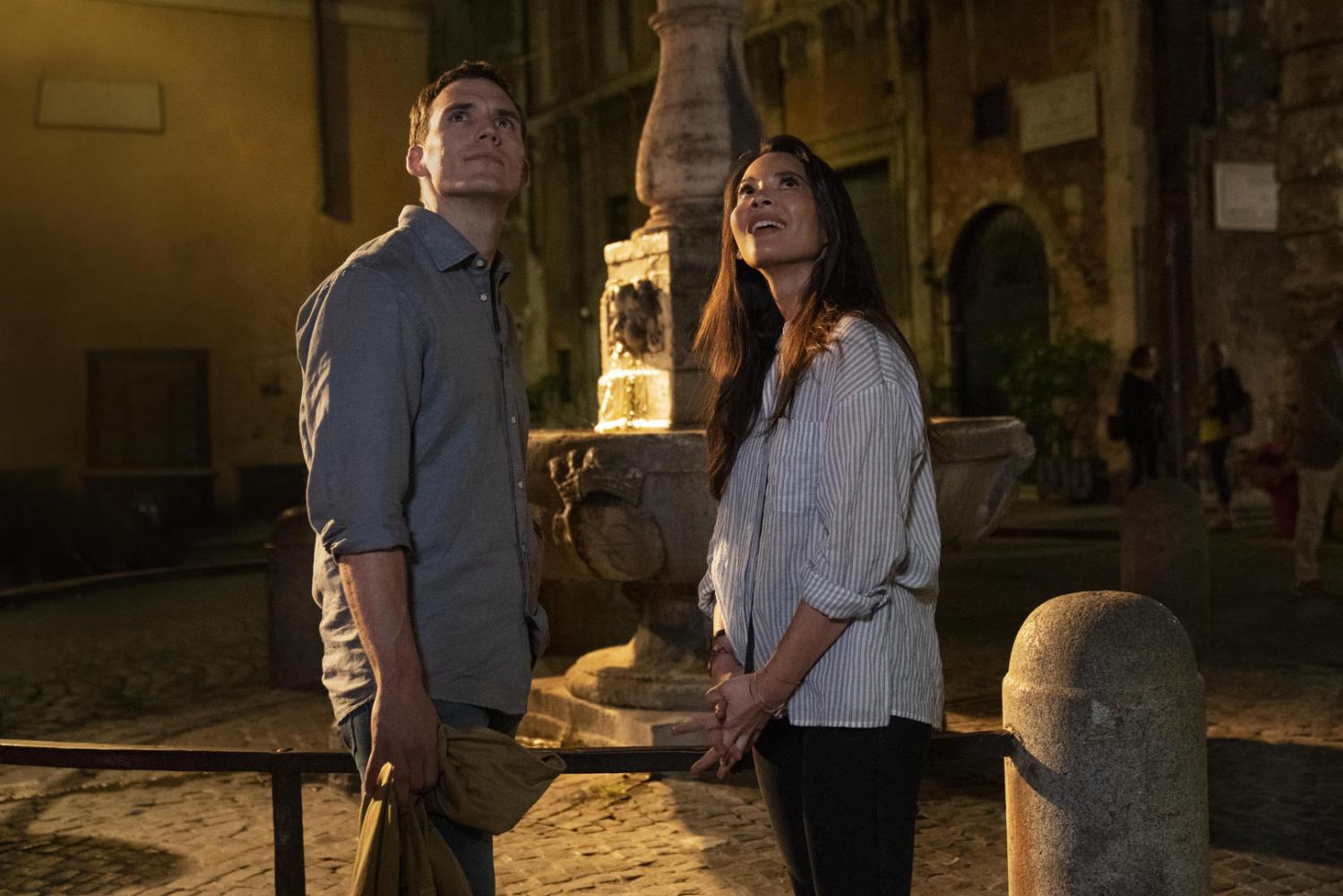 Sam Claflin and Olivia Munn in a scene from Love. Wedding. Repeat. (Photo © Netflix)