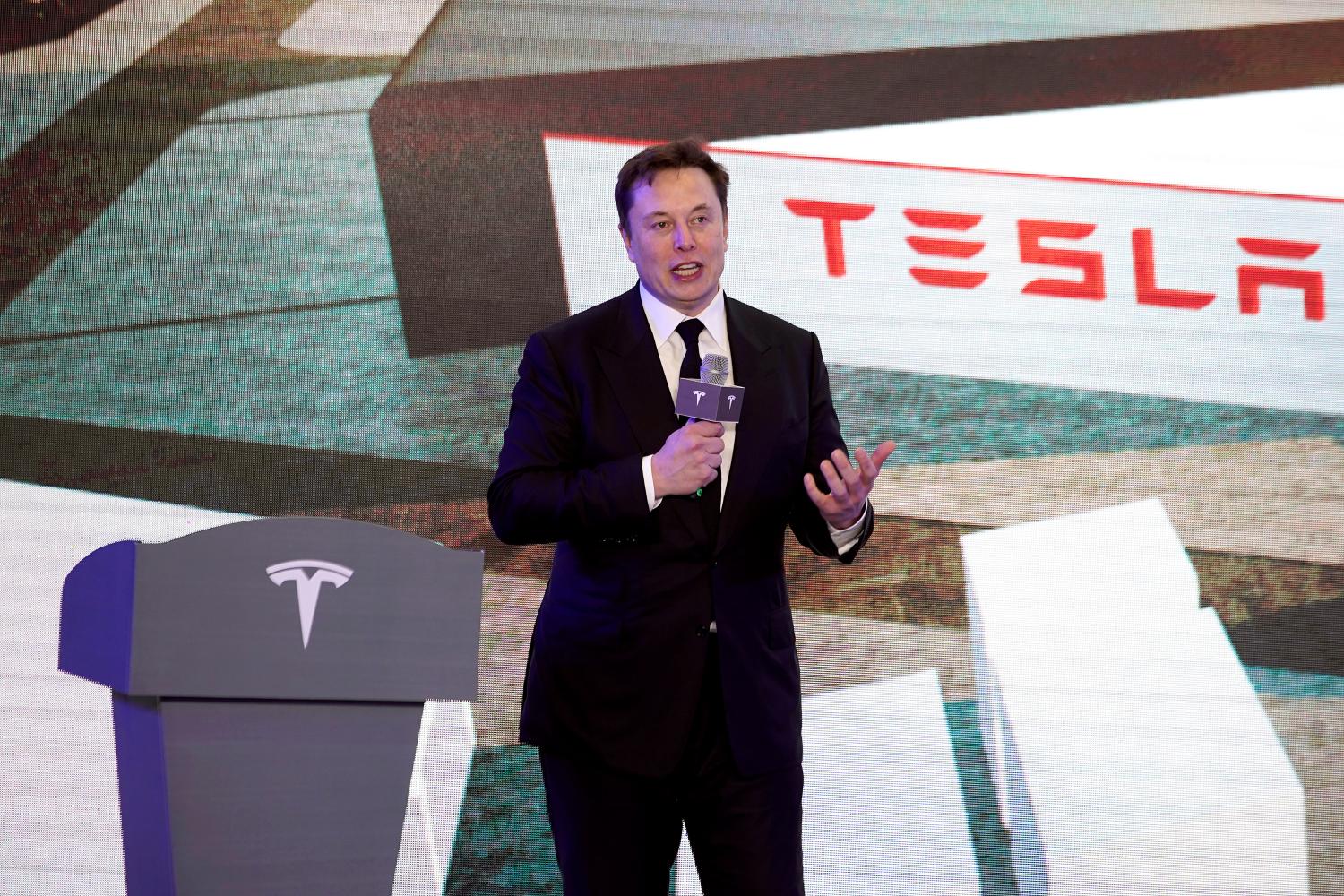 Elon Musk at a ceremony in January for Tesla's new China factory in Shanghai. REUTERS