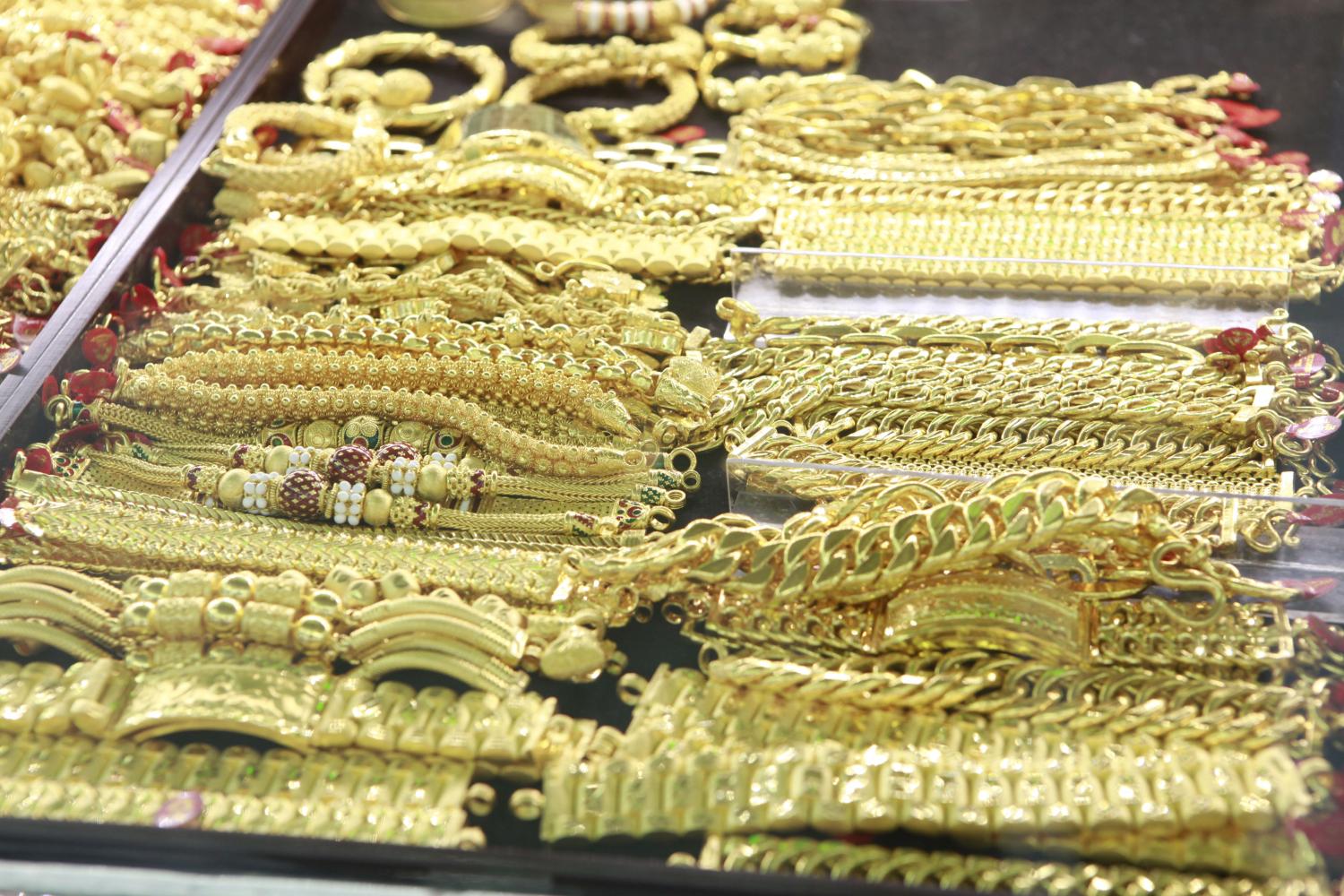 Gold bracelets at Hua Seng Heng gold shop on Bangkok's Yaowarat Road.Pornprom Satrabhaya