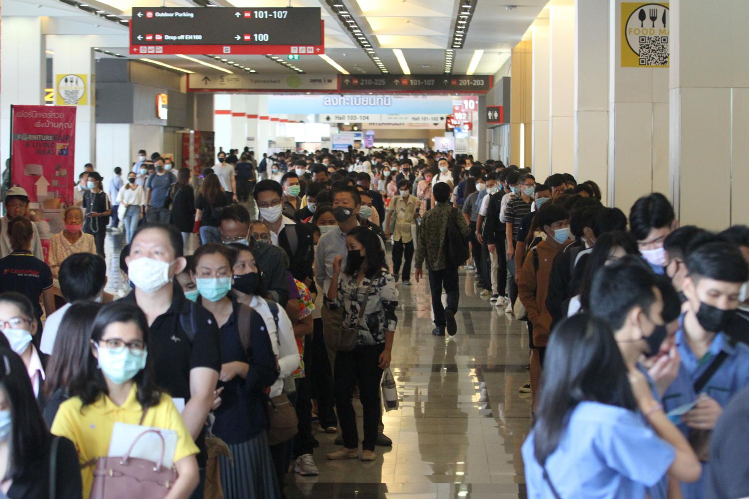 The Job Expo Thailand 2020 held at the Bangkok International Trade and Exhibition Centre last September saw job seekers flock to check out one million job vacancies that were announced. (Photo by Wichan Charoenkiatpakul)