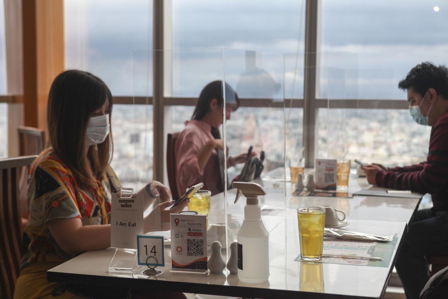 Guests are socially distanced at a hotel buffet. Chinese New Year and Valentine's Day are traditionally lucrative periods for hotel eateries. (Photo by Arnun Chonmaha-trakool)