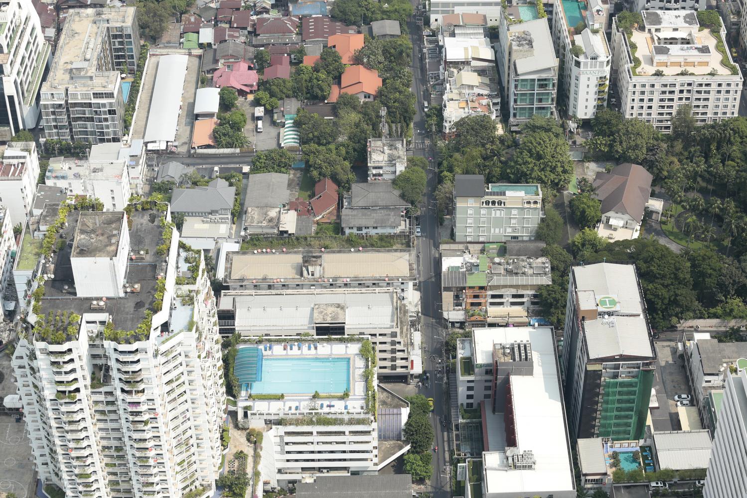 An aerial view of property and buildings in Bangkok. (Photo: Patipat Janthong)