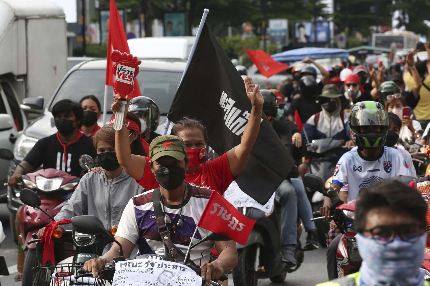 Protesters rally at Asok junction