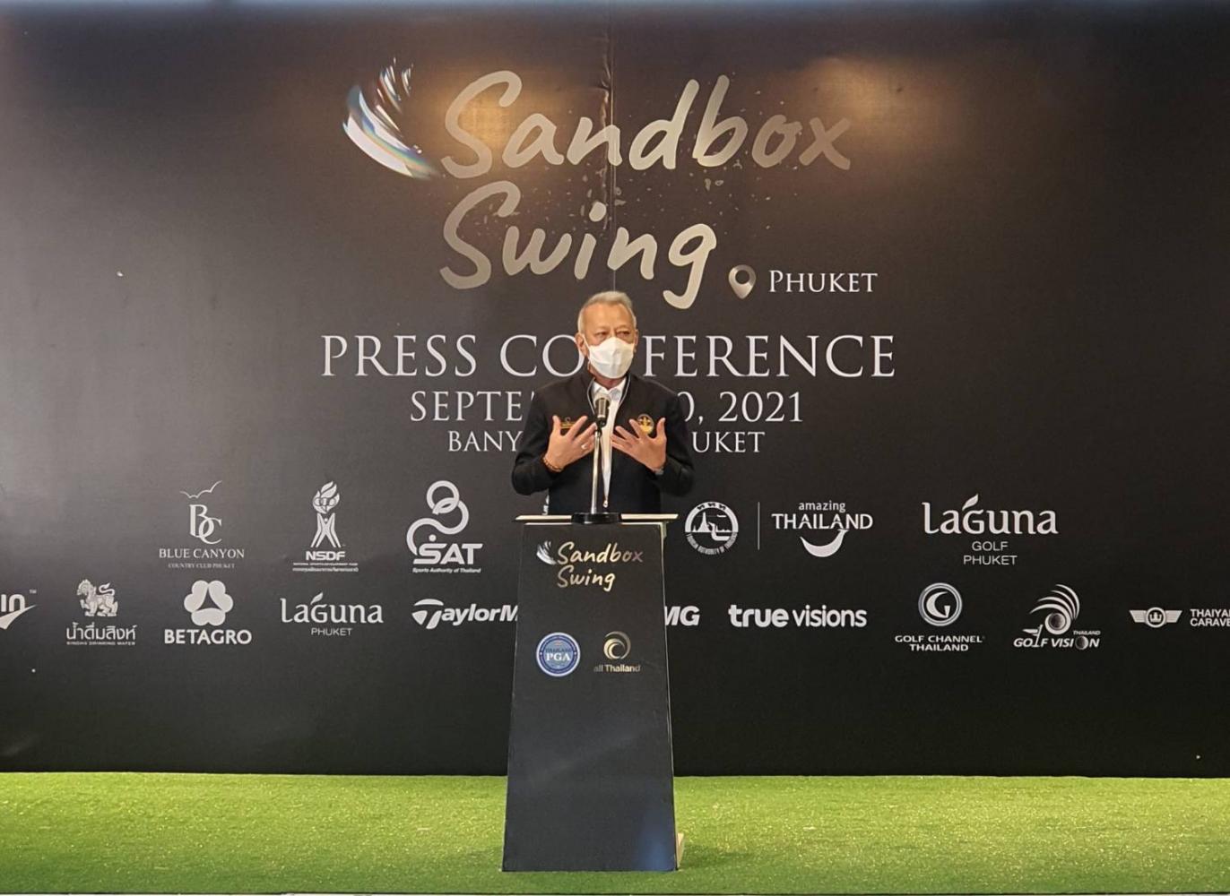 Tourism and Sports Minister Phiphat Ratchakitprakarn launches the Sandbox Swing project.