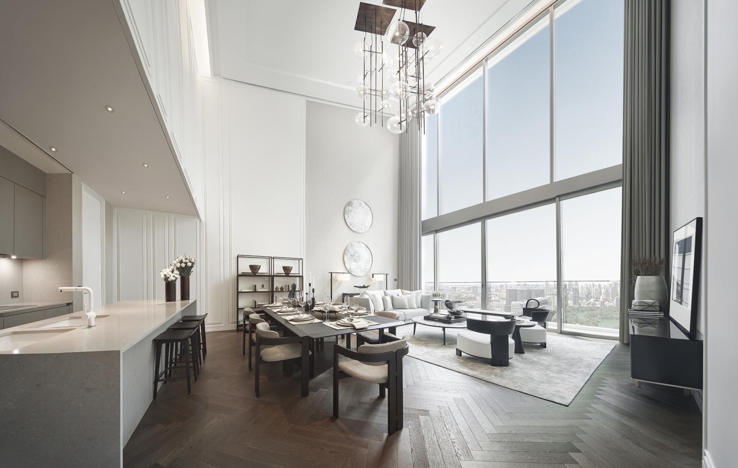 An artist's rendition of Dusit Residences' three-bedroom unit sized 197 square metres and priced 80 million baht. Seven of the nine units have already sold.
