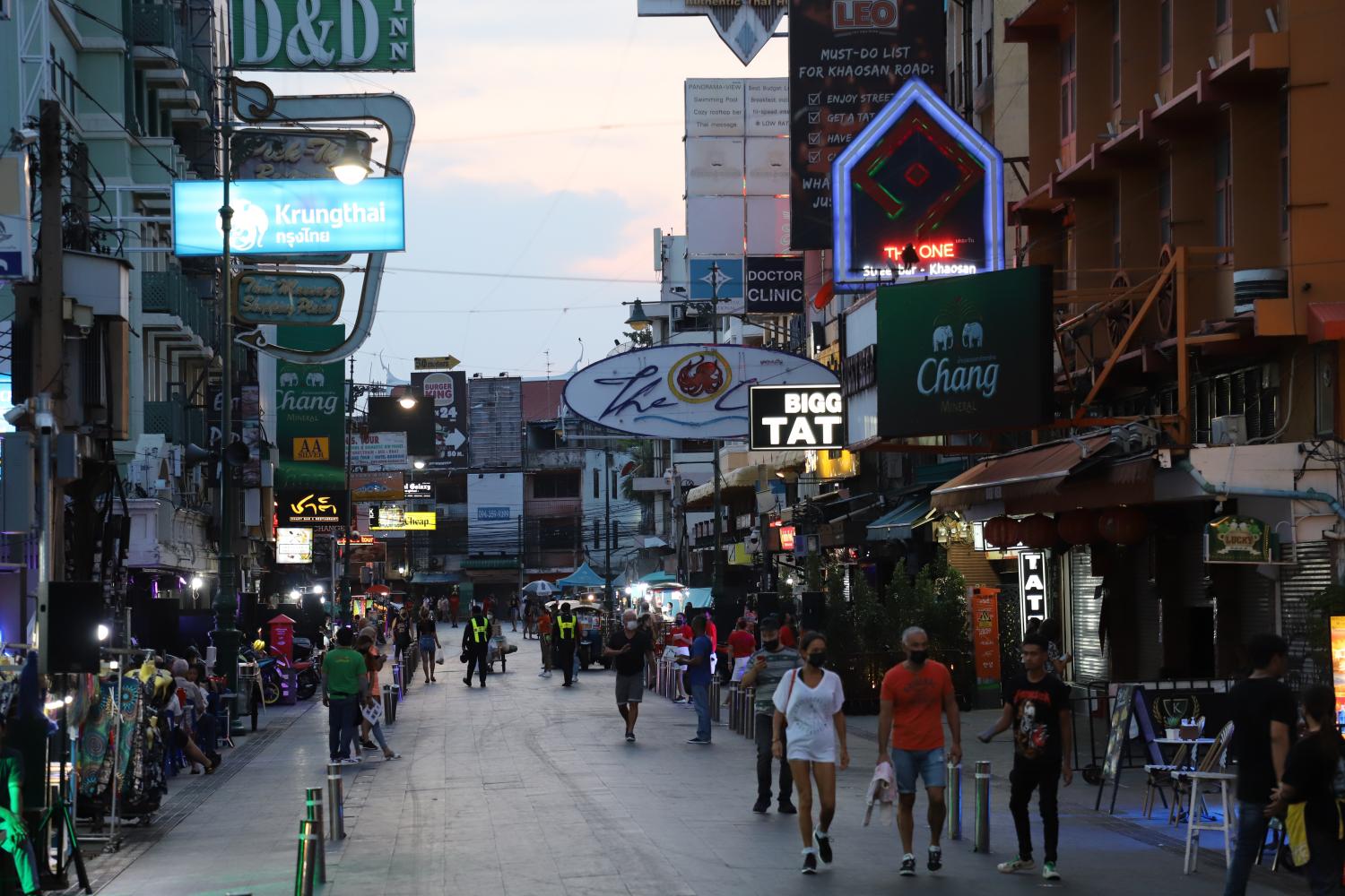 Khao San Road in Bangkok on March 16. Prior to the pandemic, Khao San Road attracted more than 50,000 tourists per day during Songkran. Wichan Charoenkiatpakul