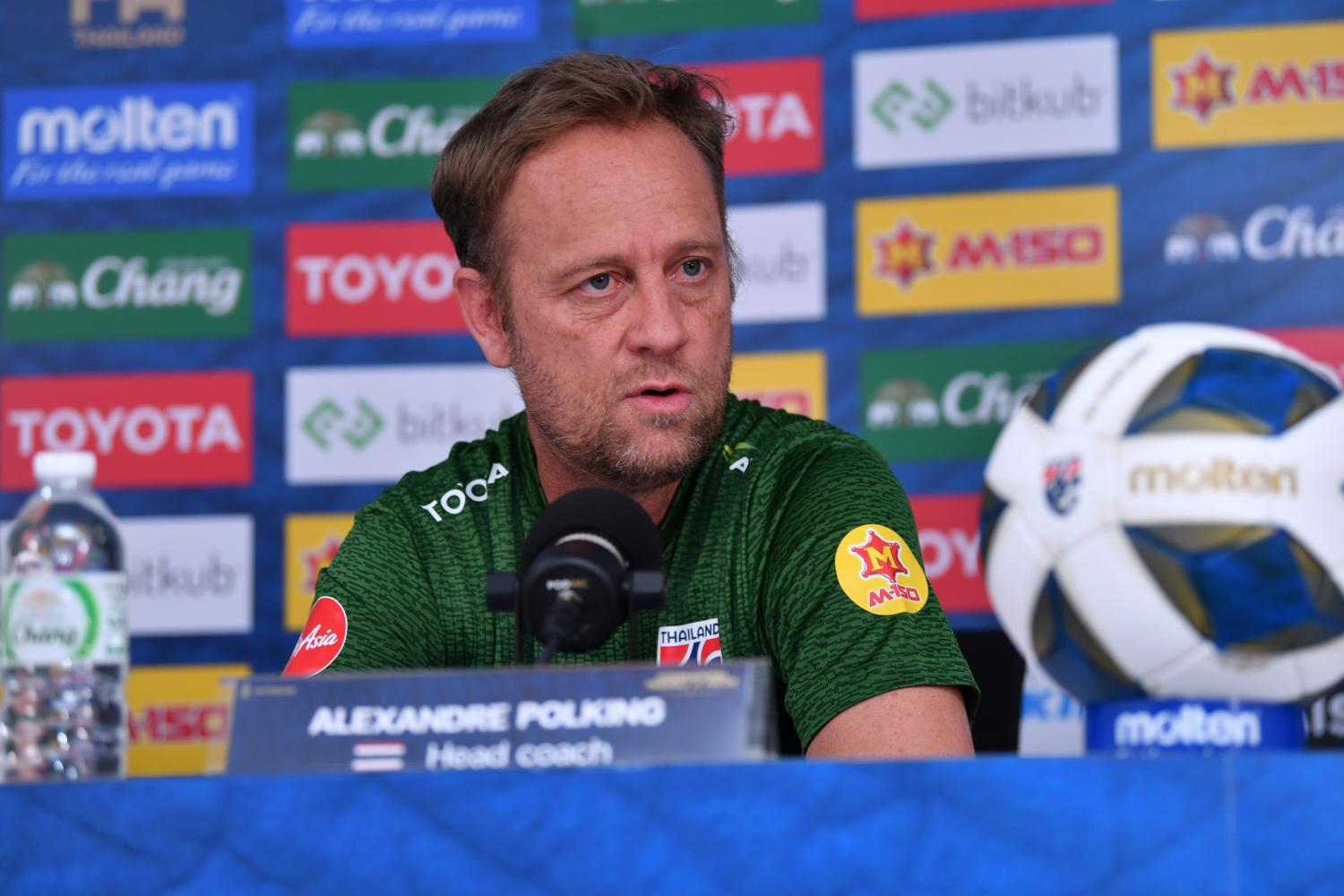 Tough test: Thailand coach Mano Polking speaks during a press conference.