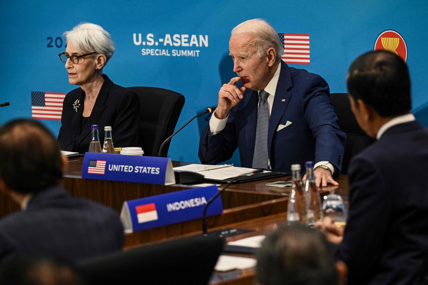 US President Joe Biden and Deputy Secretary of State Wendy Sherman take part in the US-Asean summit in Washington on May 13. (Photo: AFP)