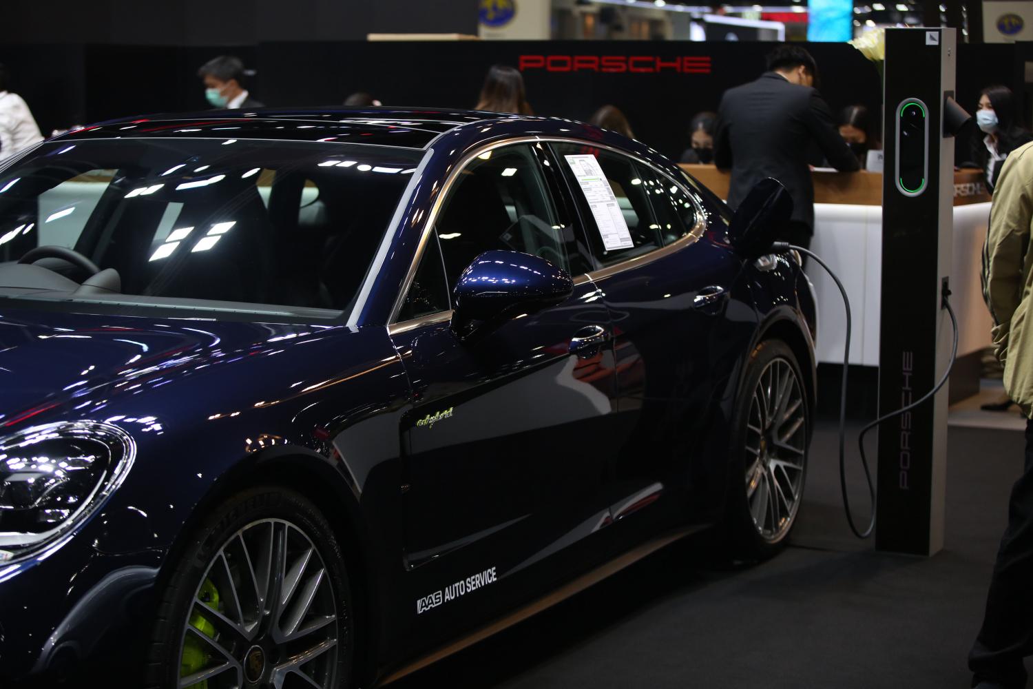 An EV model displayed at the 2021 Thailand International Motor Expo. (Photo: Varuth Hirunyatheb)