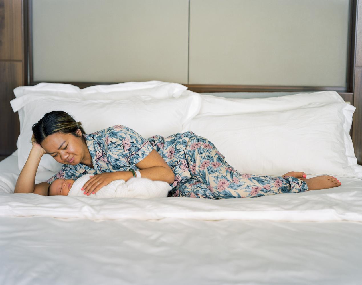 Jennifer Jolorte Doro and her baby, JP, at Boram Postnatal Retreat, inside the Langham Hotel in Manhattan. Sara Naomi Lewkowicz