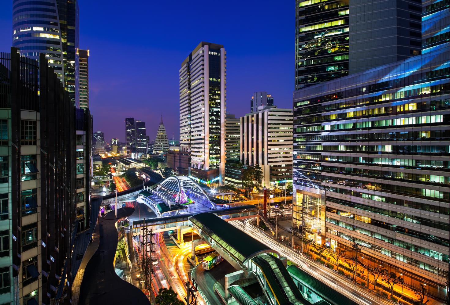 A view of Chong Nonsi intersection in downtown Bangkok's Sathon district.