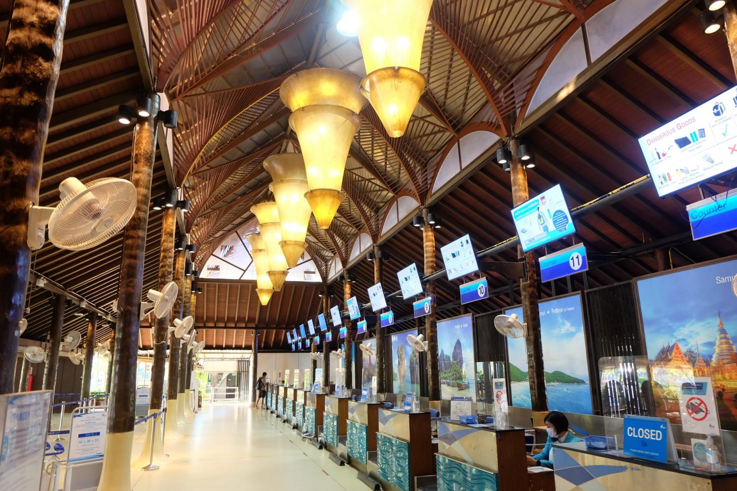 The passenger terminal that serves both domestic and international passengers at Samui airport.