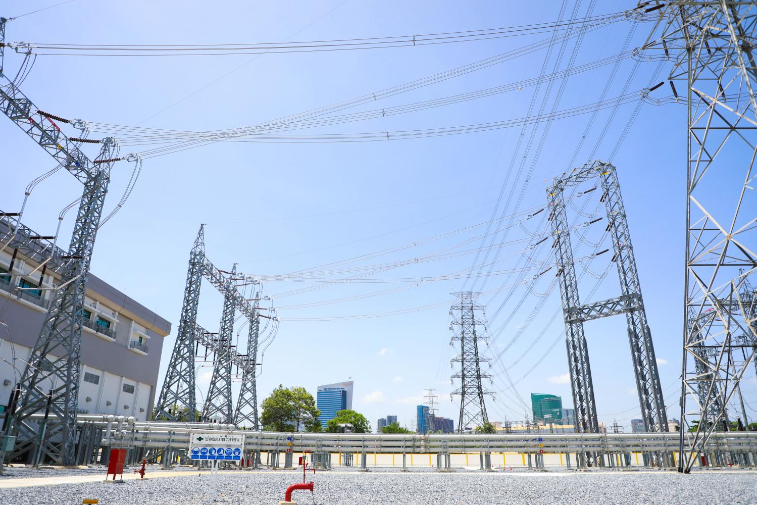 Electricity towers and power lines are seen at Chatuchak station.