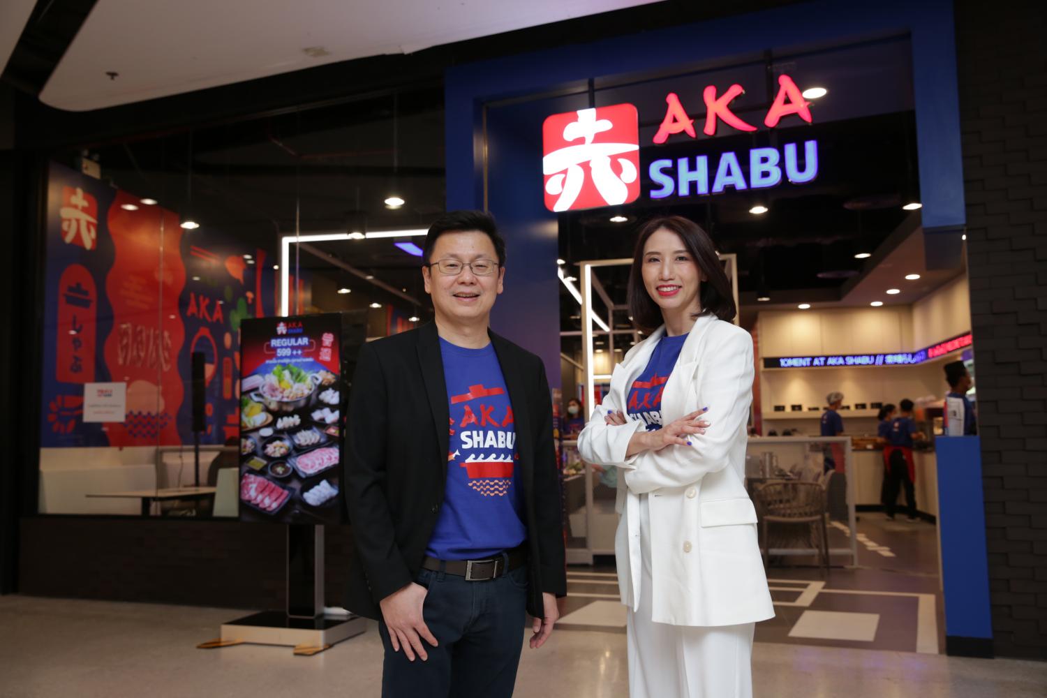 Mr Pree and Mrs Mayuree appear at AKA shabu restaurant at Central Pinklao, which opens today.