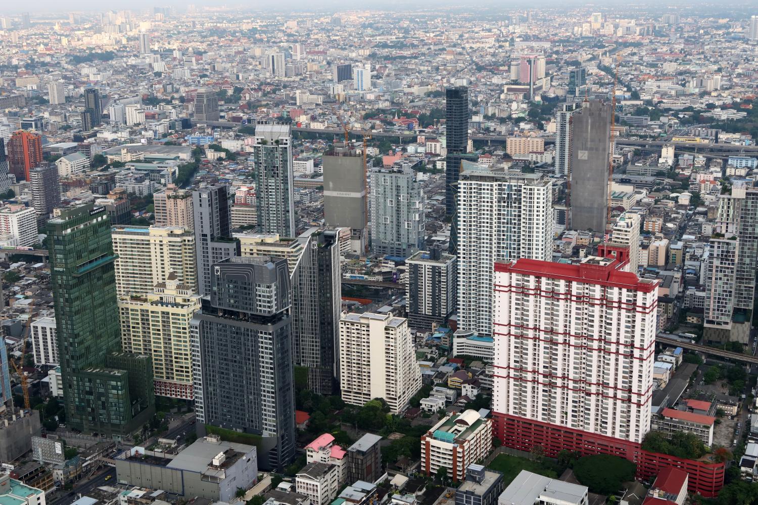 An aerial view of residential and commercial buildings in Bangkok. Sarot Meksophawannakul