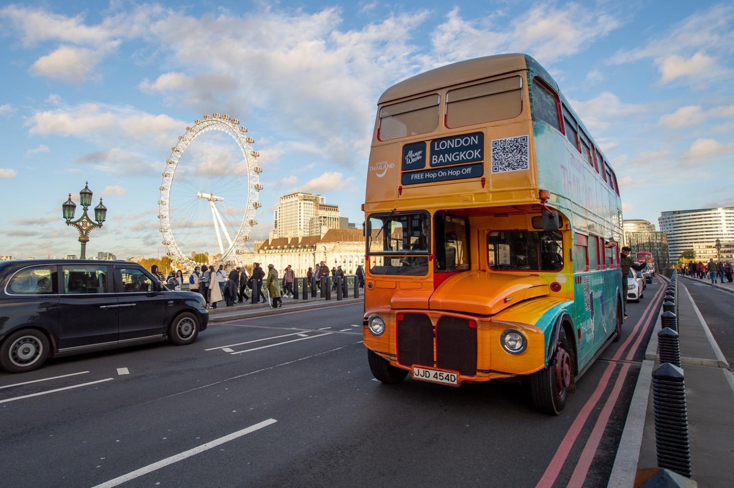 The TAT organised a double-decker London bus wrapped in an 'Always Warm' decoration to offer hop on, hop off services on Nov 5-6 and Nov 9-12 from the London Eye, with stops at key attractions in the capital.