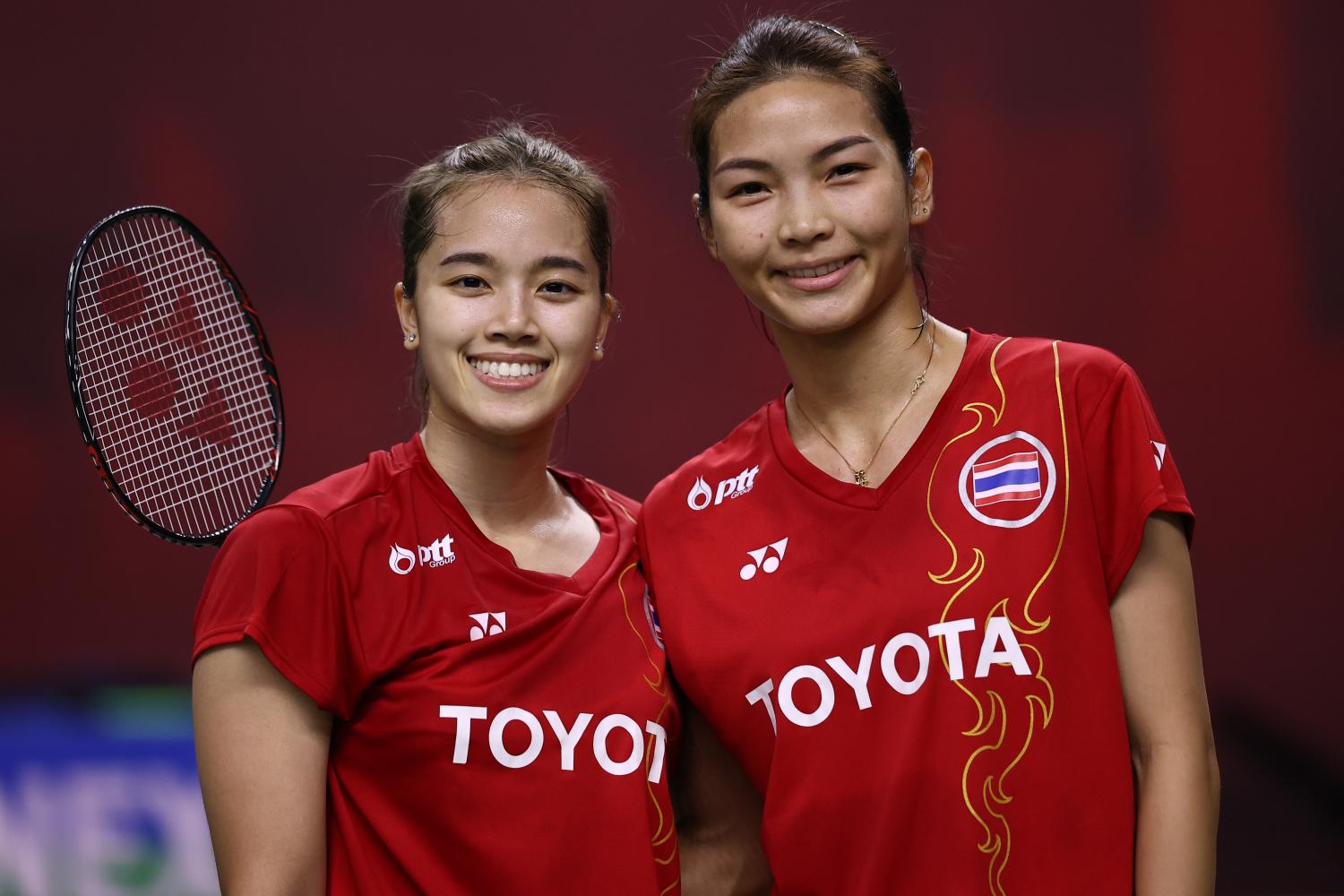 Thai women's doubles duo Rawinda Prajongjai, left, and Jongkolphan Kititharakul. PR