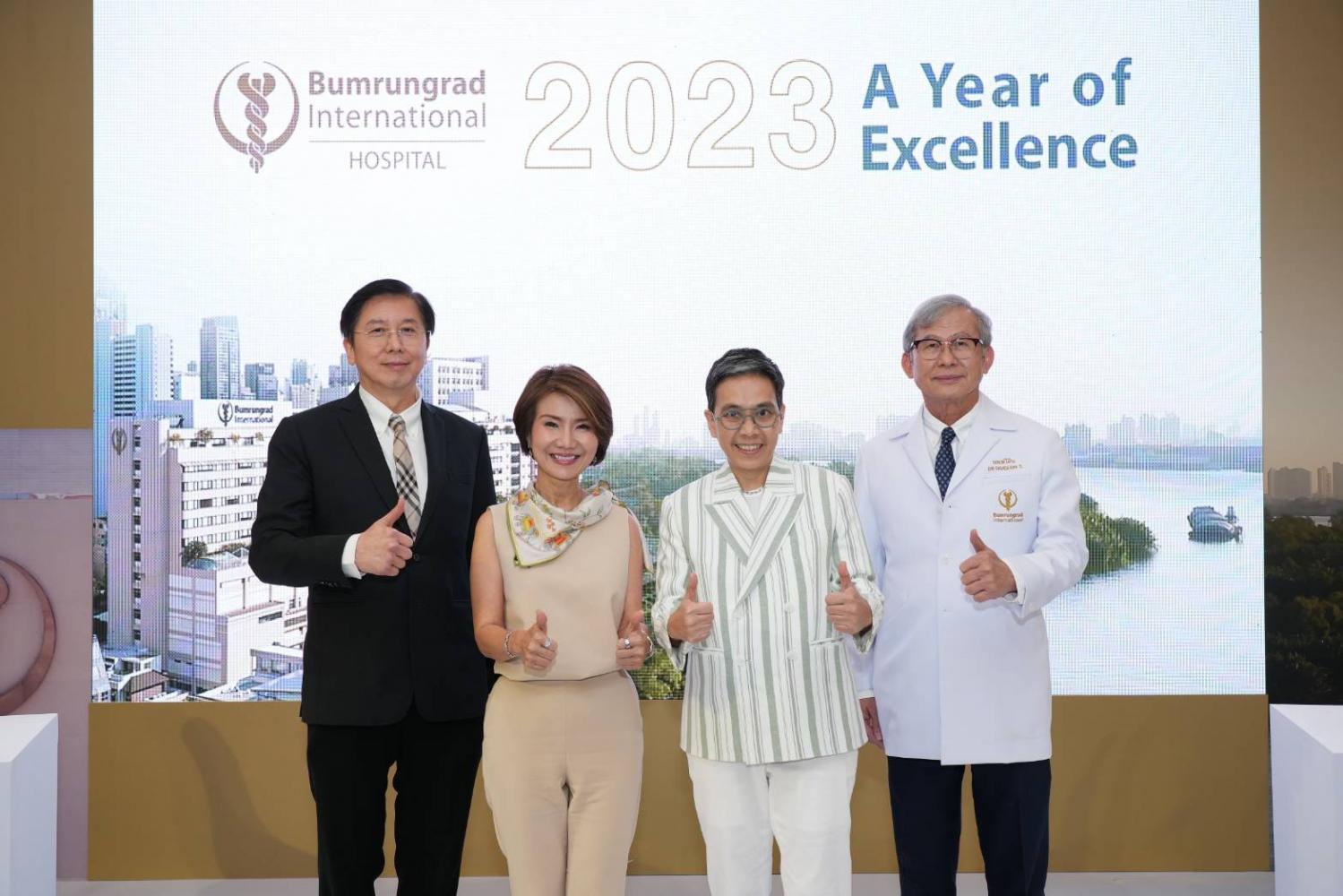 The hospital is developing and renovating medical facilities to meet patients' demand, says Ms Artirat, centre left, at a press conference on Friday.