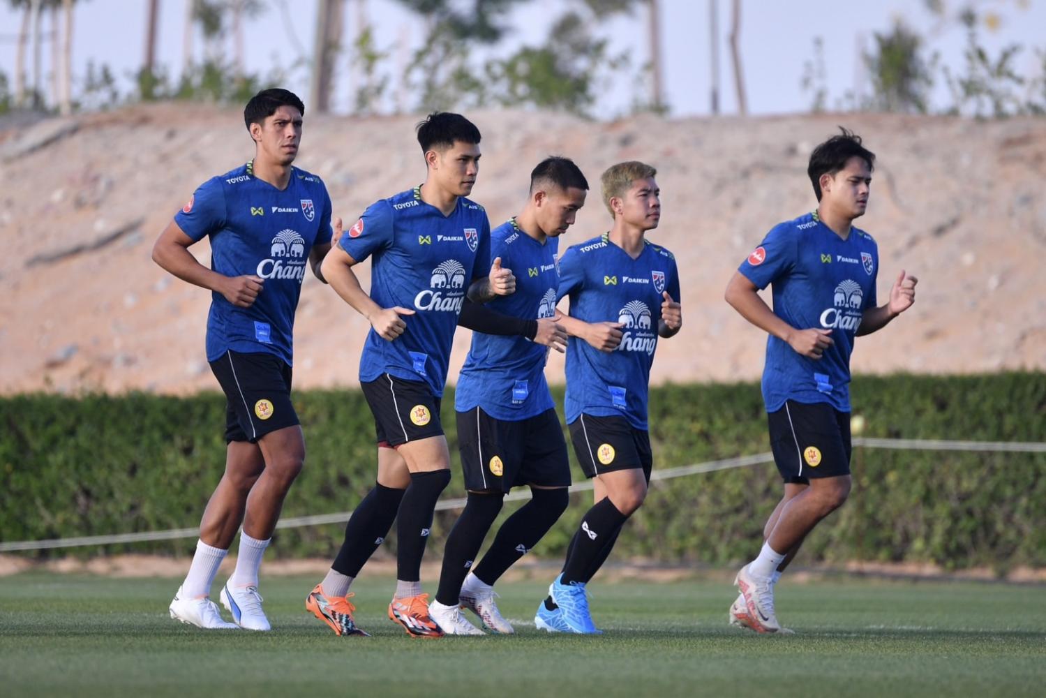 Thailand players take part in a training session.