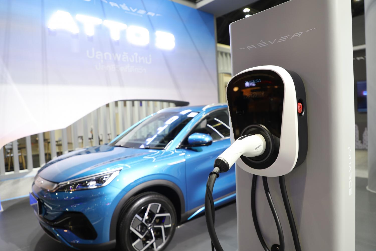 An electric vehicle on display at last year's Thailand International Motor Expo in Bangkok. (Photo: Pattarapong Chatpattarasill)