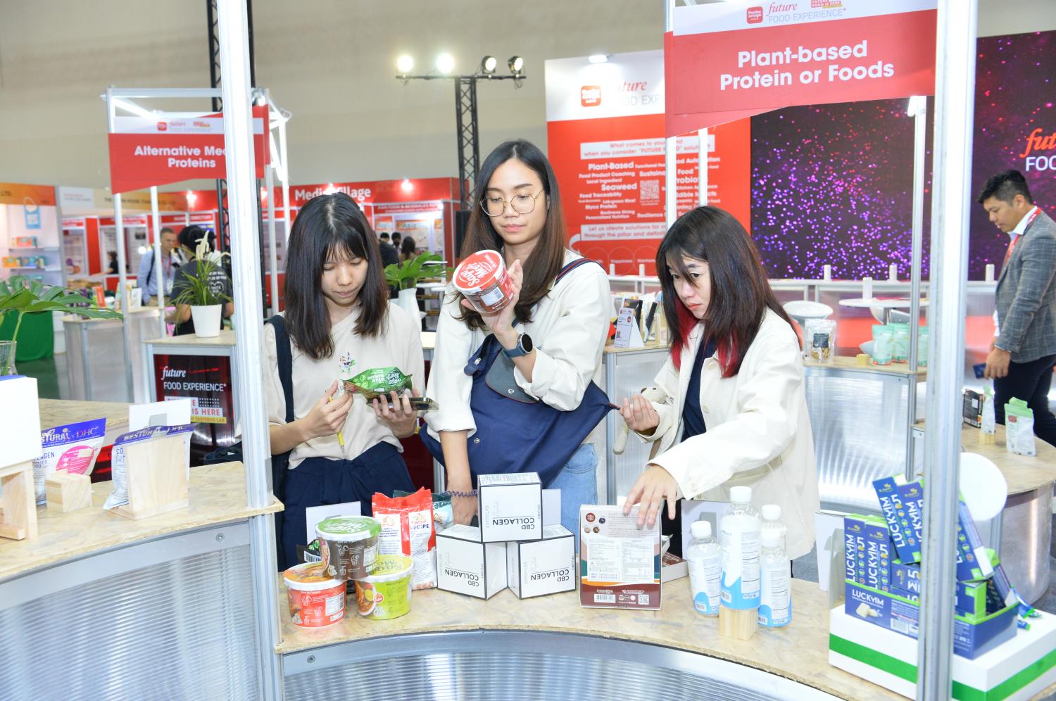 Participants explore a range of future food products at an event at THAIFEX - ANUGA ASIA 2023.