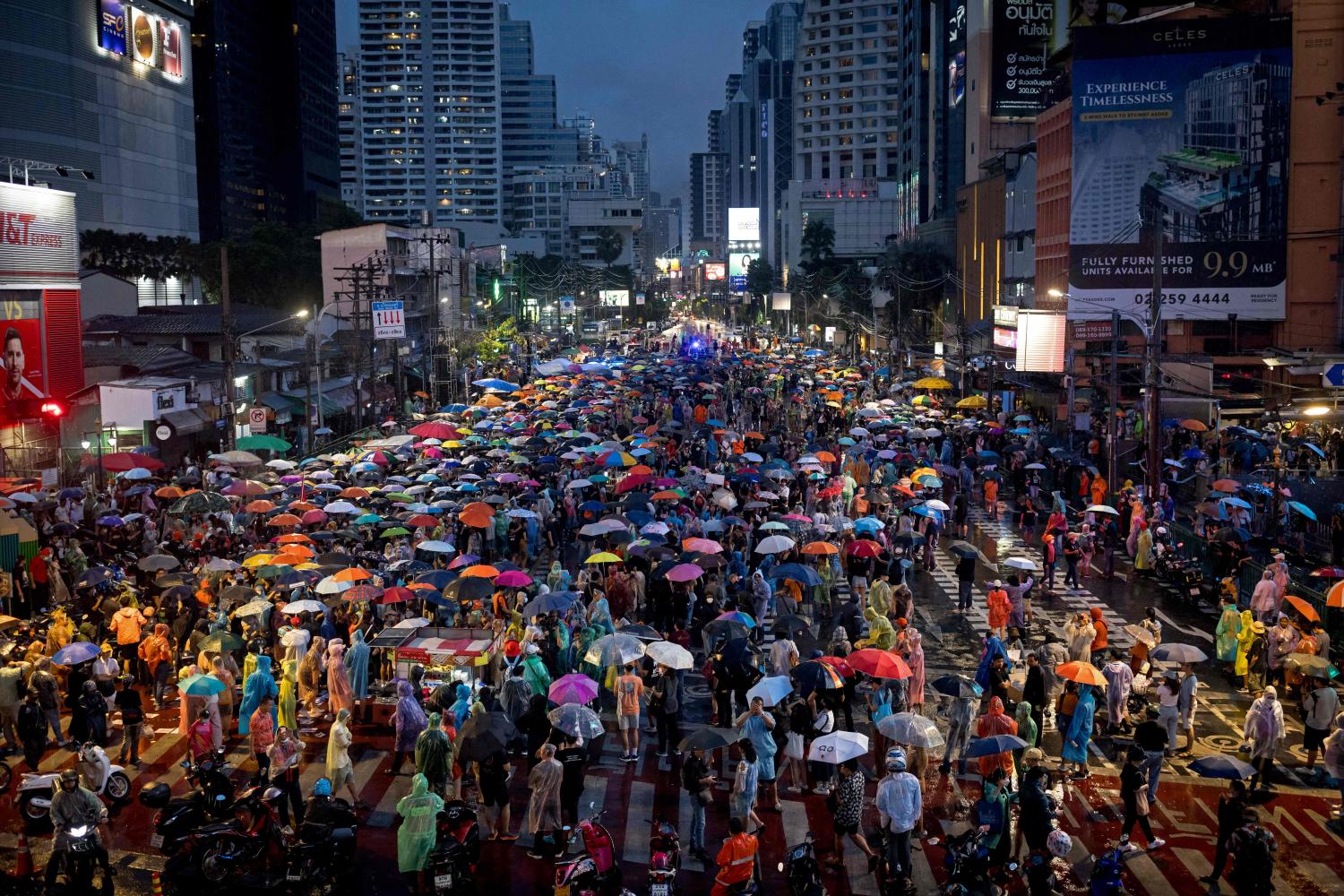 Protesters gather during a demonstration in support of the Move Forward Party in Bangkok on July 23, 2023. (Photo: AFP)