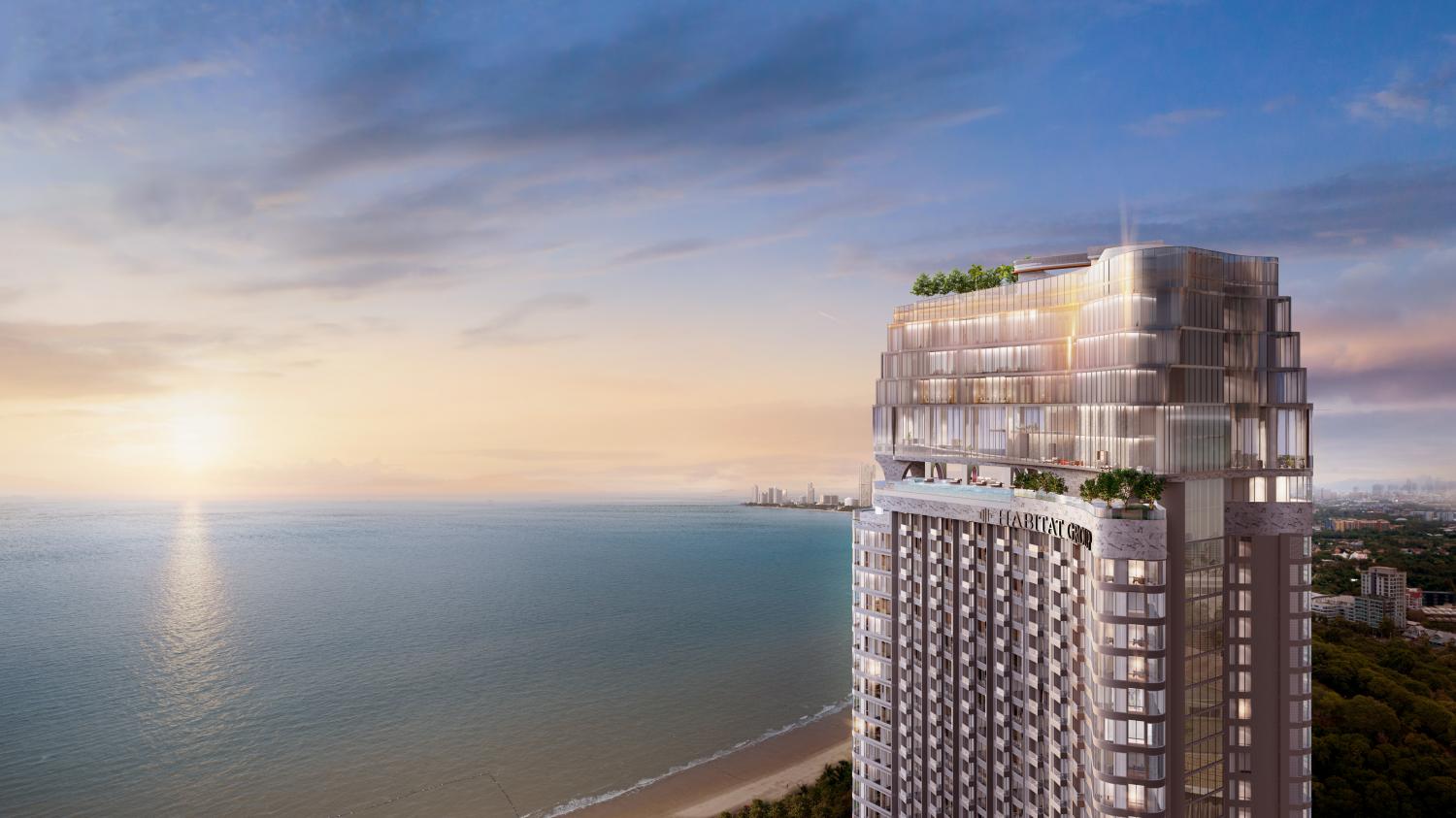 An artist's impression of Wyndham Grand Residences Wongamat Pattaya, a 36-storey luxury condo project in Pattaya's Wong Amat area.