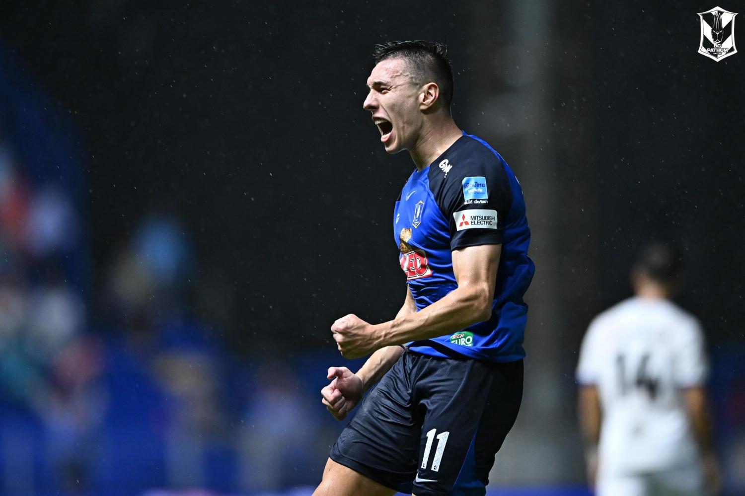 Two-goal hero: The Rabbits's Igor Sergeyev celebrates after scoring.