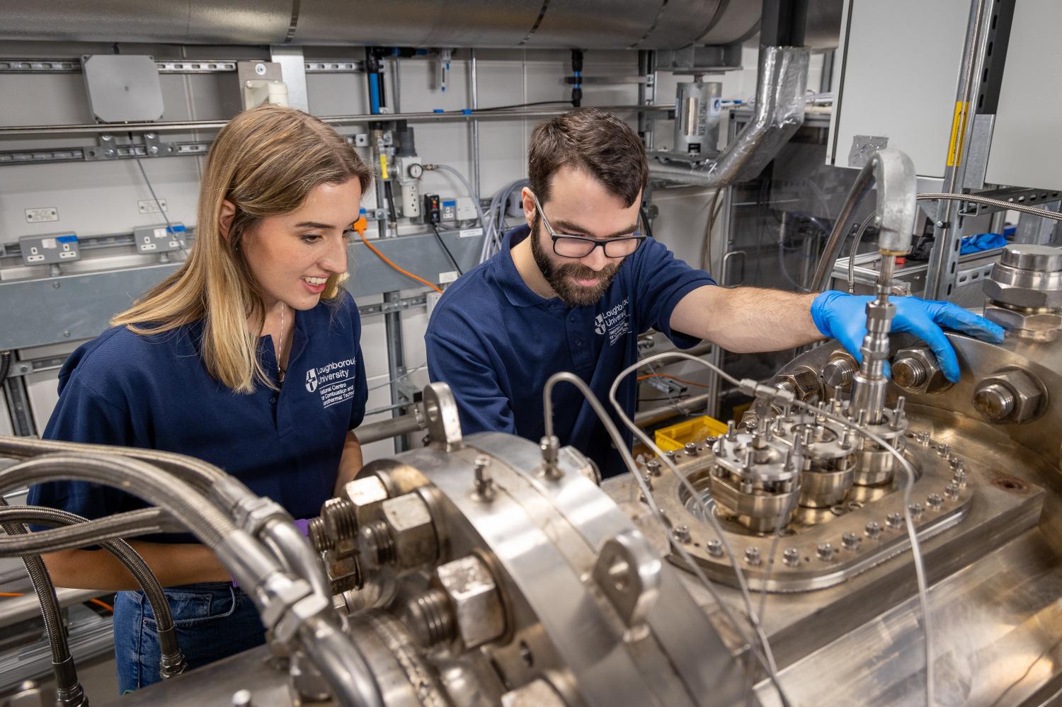 A hydrogen test rig at Loughborough University. Research on hydrogen combustion engines is a collaboration between Rolls-Royce and the university in an effort to promote clean energy.